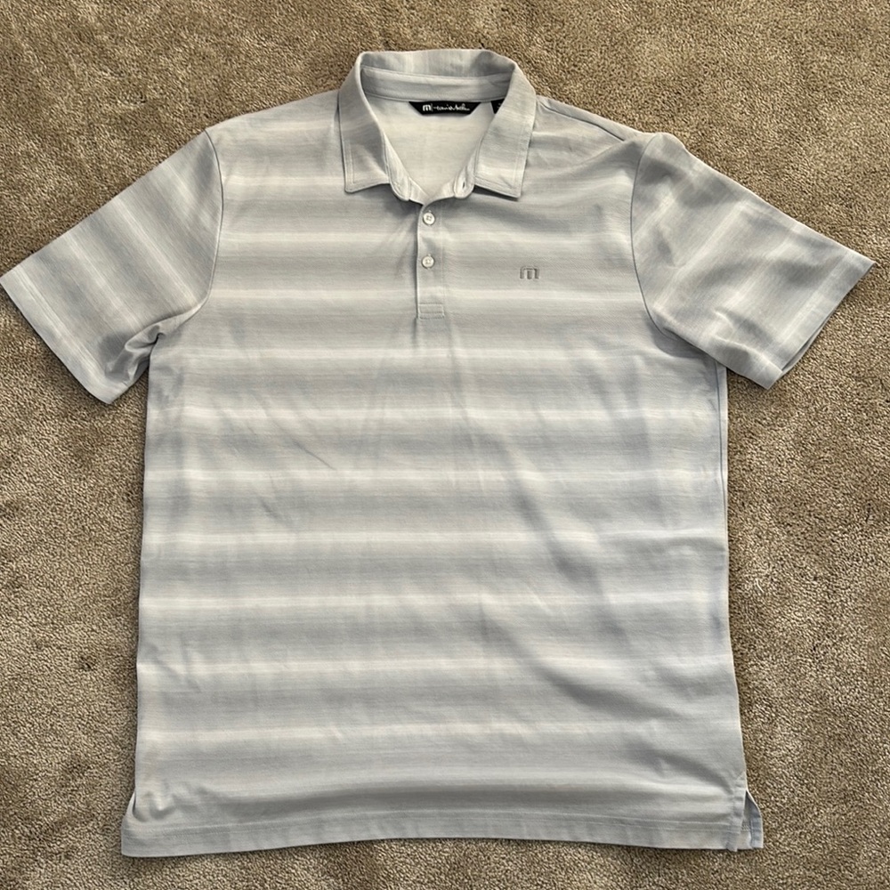 Travis Mathew Gray Striped Men's Polo Shirt